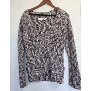 Vintage DKNY Sweater Womens M Y2K Wool Alpaca V Neck Pullover Chunky Knit Boho